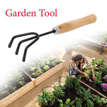 Load image into Gallery viewer, Your Brand Gardening Tools - Reusable Rubber Gloves, Flower Cutter/Scissor & Garden Tool Wooden Handle (3pcs-Hand Cultivator, Small Trowel, Garden Fork)