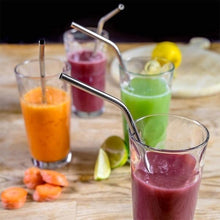 Load image into Gallery viewer, 579 Set of 4 Stainless Steel Straws & Brush (2 Straight straws, 2 Bent straws, 1 Brush)