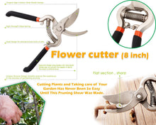 Load image into Gallery viewer, Your Brand Garden Combo - Garden Shears Pruners Scissor (8-inch) &amp; Hand Weeder Straight with 1-Pair Rubber Gloves
