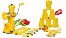 Load image into Gallery viewer, Your Brand Kitchen combo - Manual Juicer, 6 in 1 Slicer, Vegetables Cutter with Peeler and 6 Plastic Glasses
