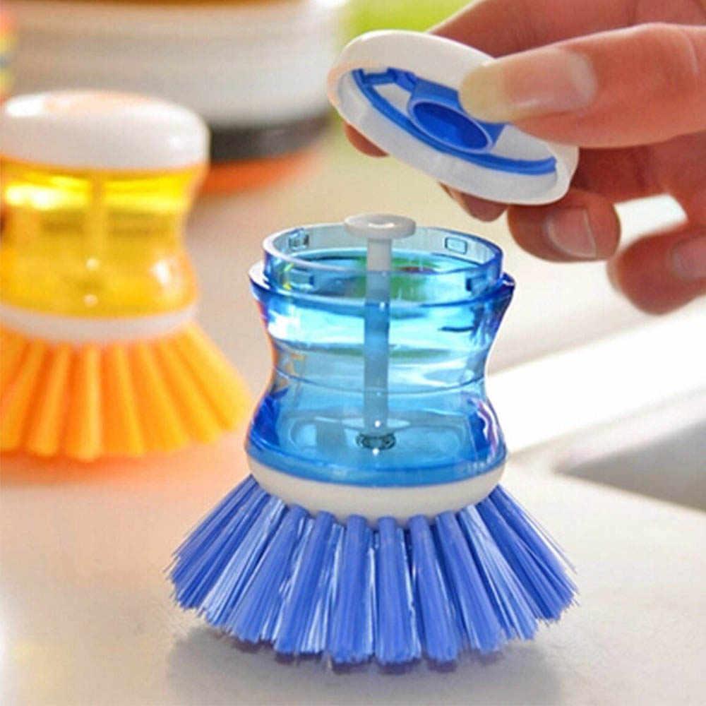 Press Multifunctional Liquid Fill Pot Brush Bottle Brush Kitchen Dish Brush  Pot Cleaning Brush